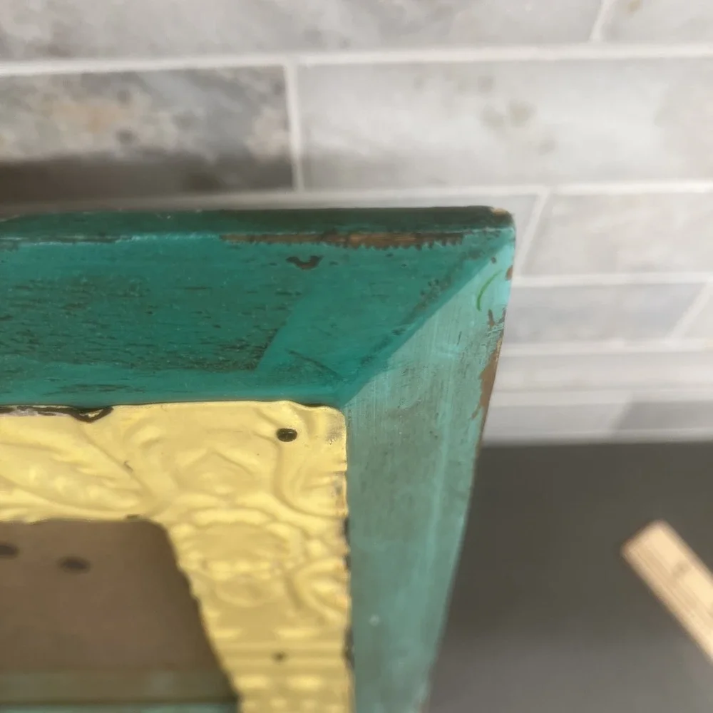 Rustic Handcrafted Aluminum/Wooden Picture Frame for 4.5
